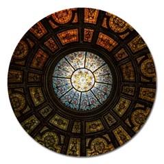 Black And Borwn Stained Glass Dome Roof Magnet 5  (round) by Nexatart