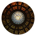 Black And Borwn Stained Glass Dome Roof Magnet 5  (Round) Front