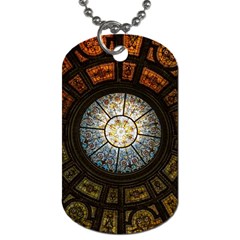 Black And Borwn Stained Glass Dome Roof Dog Tag (One Side)