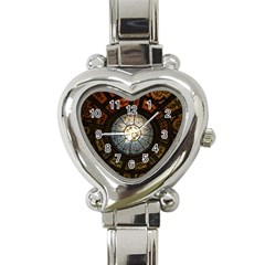 Black And Borwn Stained Glass Dome Roof Heart Italian Charm Watch