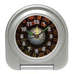 Black And Borwn Stained Glass Dome Roof Travel Alarm Clocks