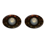 Black And Borwn Stained Glass Dome Roof Cufflinks (Oval) Front(Pair)