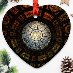 Black And Borwn Stained Glass Dome Roof Heart Ornament (Two Sides)