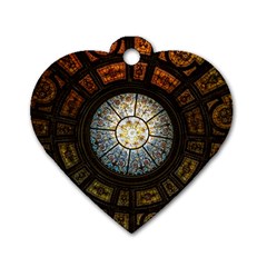 Black And Borwn Stained Glass Dome Roof Dog Tag Heart (One Side)