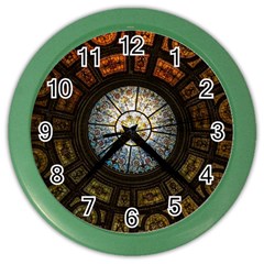 Black And Borwn Stained Glass Dome Roof Color Wall Clocks by Nexatart