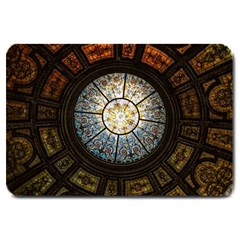 Black And Borwn Stained Glass Dome Roof Large Doormat  by Nexatart