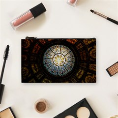 Black And Borwn Stained Glass Dome Roof Cosmetic Bag (Small) 