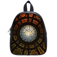 Black And Borwn Stained Glass Dome Roof School Bags (small)  by Nexatart