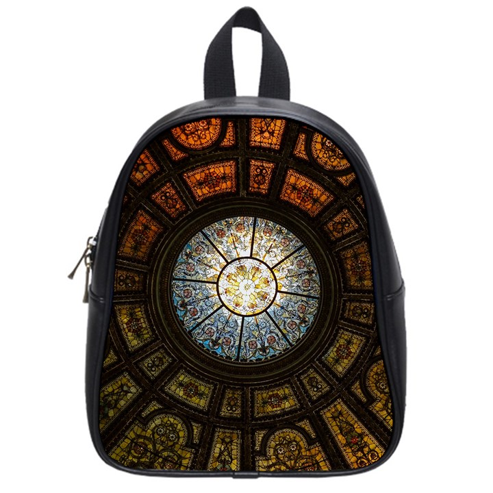 Black And Borwn Stained Glass Dome Roof School Bags (Small) 