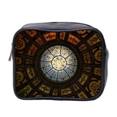 Black And Borwn Stained Glass Dome Roof Mini Toiletries Bag 2-Side