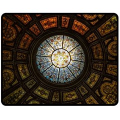 Black And Borwn Stained Glass Dome Roof Fleece Blanket (Medium) 