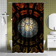 Black And Borwn Stained Glass Dome Roof Shower Curtain 48  X 72  (small)  by Nexatart