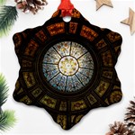 Black And Borwn Stained Glass Dome Roof Snowflake Ornament (Two Sides) Front