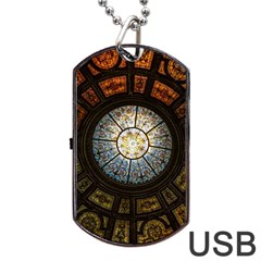 Black And Borwn Stained Glass Dome Roof Dog Tag Usb Flash (one Side) by Nexatart