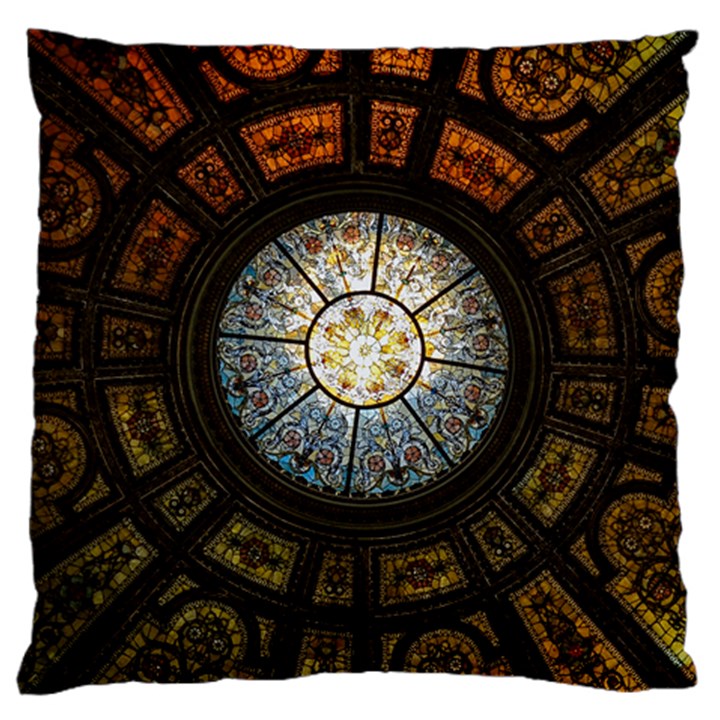 Black And Borwn Stained Glass Dome Roof Large Cushion Case (One Side)