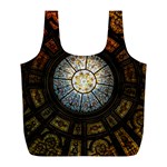 Black And Borwn Stained Glass Dome Roof Full Print Recycle Bags (L)  Back