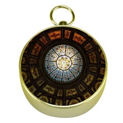 Black And Borwn Stained Glass Dome Roof Gold Compasses