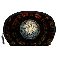 Black And Borwn Stained Glass Dome Roof Accessory Pouches (Large) 