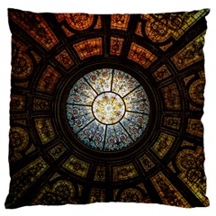 Black And Borwn Stained Glass Dome Roof Large Flano Cushion Case (Two Sides)