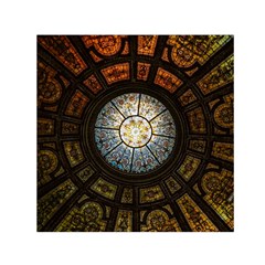 Black And Borwn Stained Glass Dome Roof Small Satin Scarf (Square)