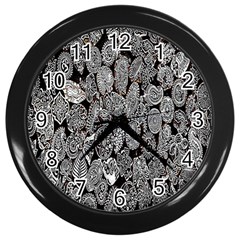 Black And White Art Pattern Historical Wall Clocks (black) by Nexatart