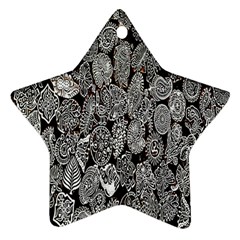 Black And White Art Pattern Historical Star Ornament (two Sides) by Nexatart