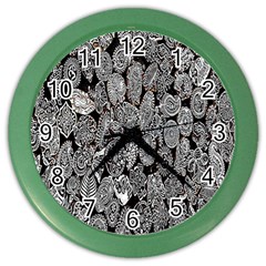 Black And White Art Pattern Historical Color Wall Clocks by Nexatart