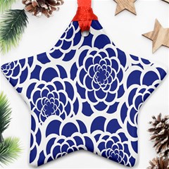 Blue And White Flower Background Ornament (star) by Nexatart