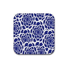 Blue And White Flower Background Rubber Coaster (square)  by Nexatart