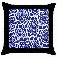 Blue And White Flower Background Throw Pillow Case (black) by Nexatart