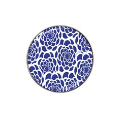 Blue And White Flower Background Hat Clip Ball Marker by Nexatart