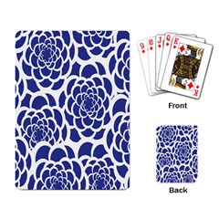 Blue And White Flower Background Playing Card by Nexatart