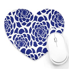 Blue And White Flower Background Heart Mousepads by Nexatart