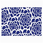 Blue And White Flower Background Large Glasses Cloth (2-Side) Front