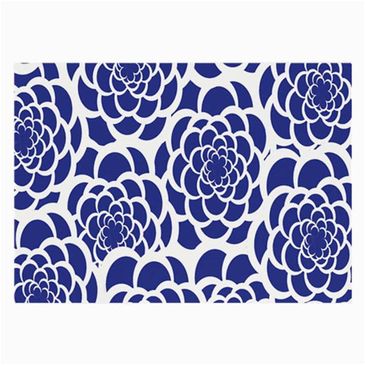 Blue And White Flower Background Large Glasses Cloth (2-Side)