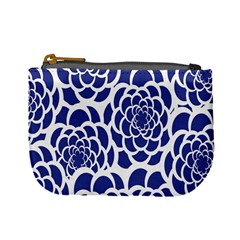 Blue And White Flower Background Mini Coin Purses by Nexatart