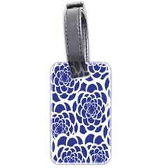 Blue And White Flower Background Luggage Tags (two Sides) by Nexatart