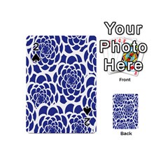 Blue And White Flower Background Playing Cards 54 (mini)  by Nexatart