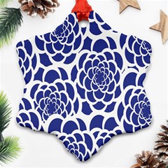 Blue And White Flower Background Ornament (snowflake) by Nexatart