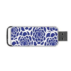 Blue And White Flower Background Portable Usb Flash (one Side) by Nexatart