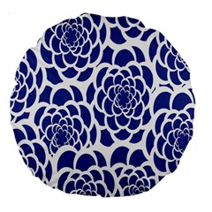 Blue And White Flower Background Large 18  Premium Round Cushions by Nexatart