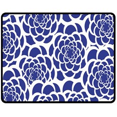 Blue And White Flower Background Double Sided Fleece Blanket (medium)  by Nexatart