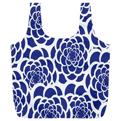 Blue And White Flower Background Full Print Recycle Bags (l)  by Nexatart