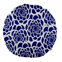 Blue And White Flower Background Large 18  Premium Flano Round Cushions by Nexatart