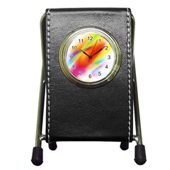 Blur Color Colorful Background Pen Holder Desk Clocks by Nexatart