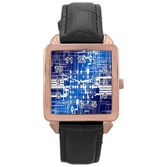 Board Circuits Trace Control Center Rose Gold Leather Watch  by Nexatart