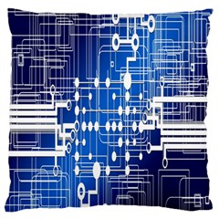 Board Circuits Trace Control Center Large Flano Cushion Case (one Side) by Nexatart