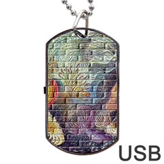 Brick Of Walls With Color Patterns Dog Tag Usb Flash (one Side) by Nexatart