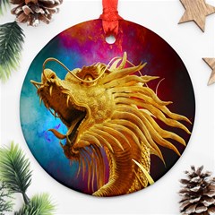 Broncefigur Golden Dragon Ornament (round) by Nexatart