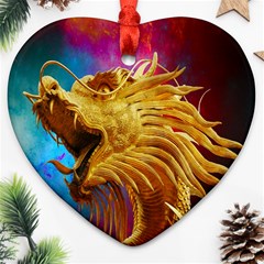 Broncefigur Golden Dragon Ornament (heart) by Nexatart